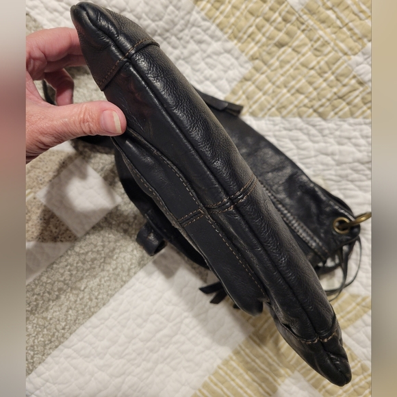 Vintage Fossil Sasha Black Leather Crossbody Bag Key Purse - Picture 9 of 14